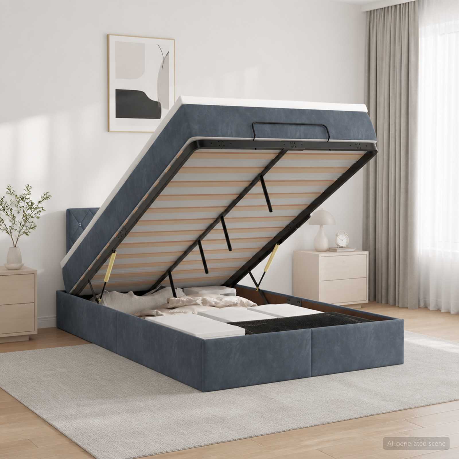 Ottoman Bed met Matrassen en LED Donkergrijs 120 x 200 cm
