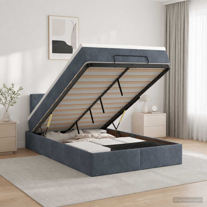 Ottoman Bed met Matrassen en LED Donkergrijs 120 x 200 cm