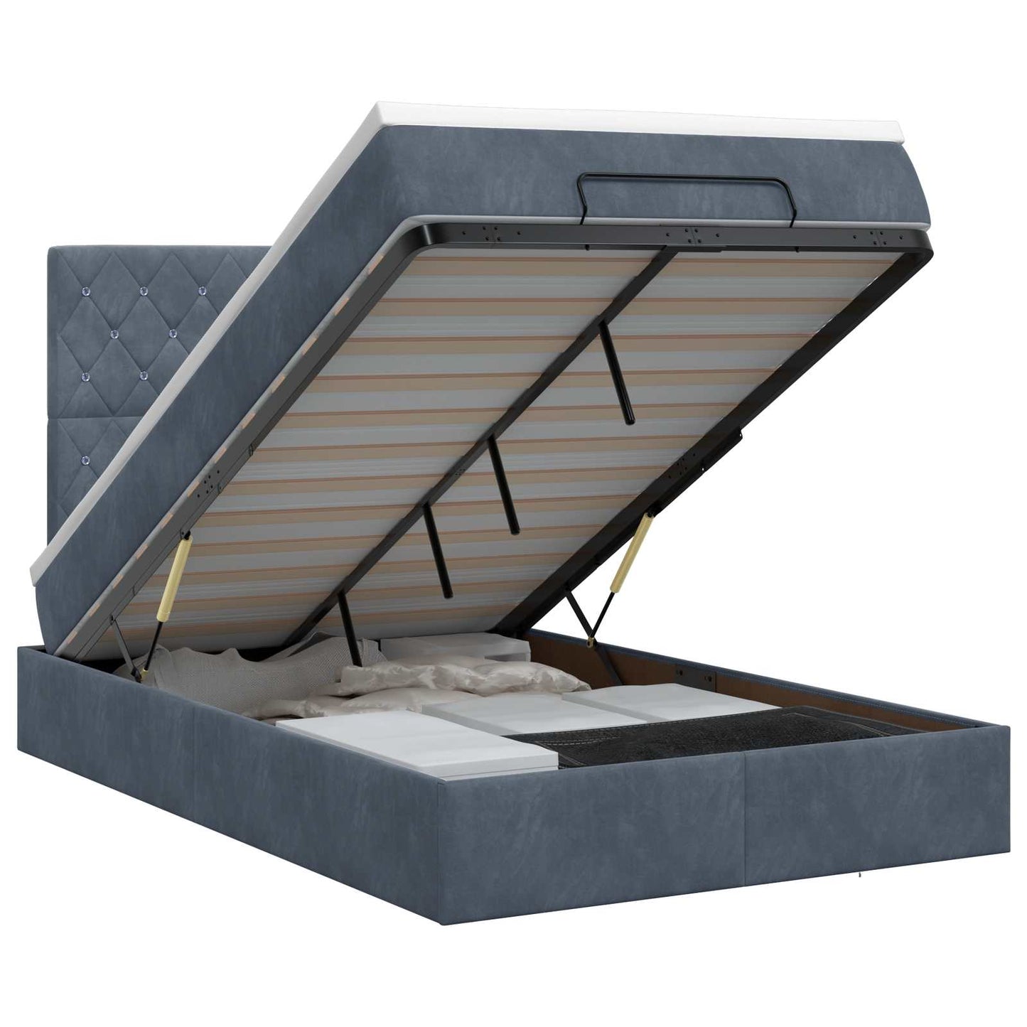 Ottoman bed met matras Donkergrijs 120 x 190 cm Fluweel