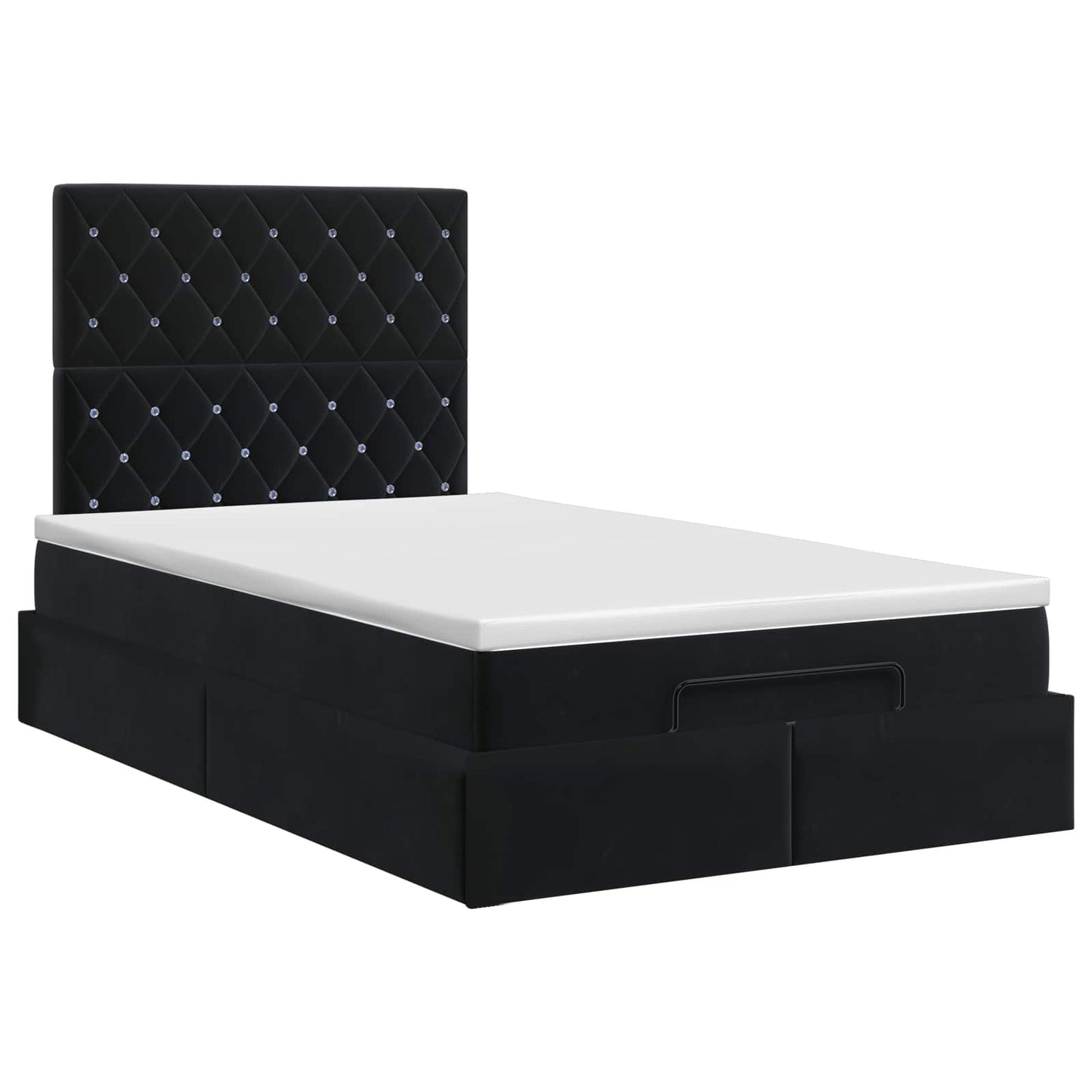 Ottoman bed met matras Zwart 120 x 190 cm Fluweel