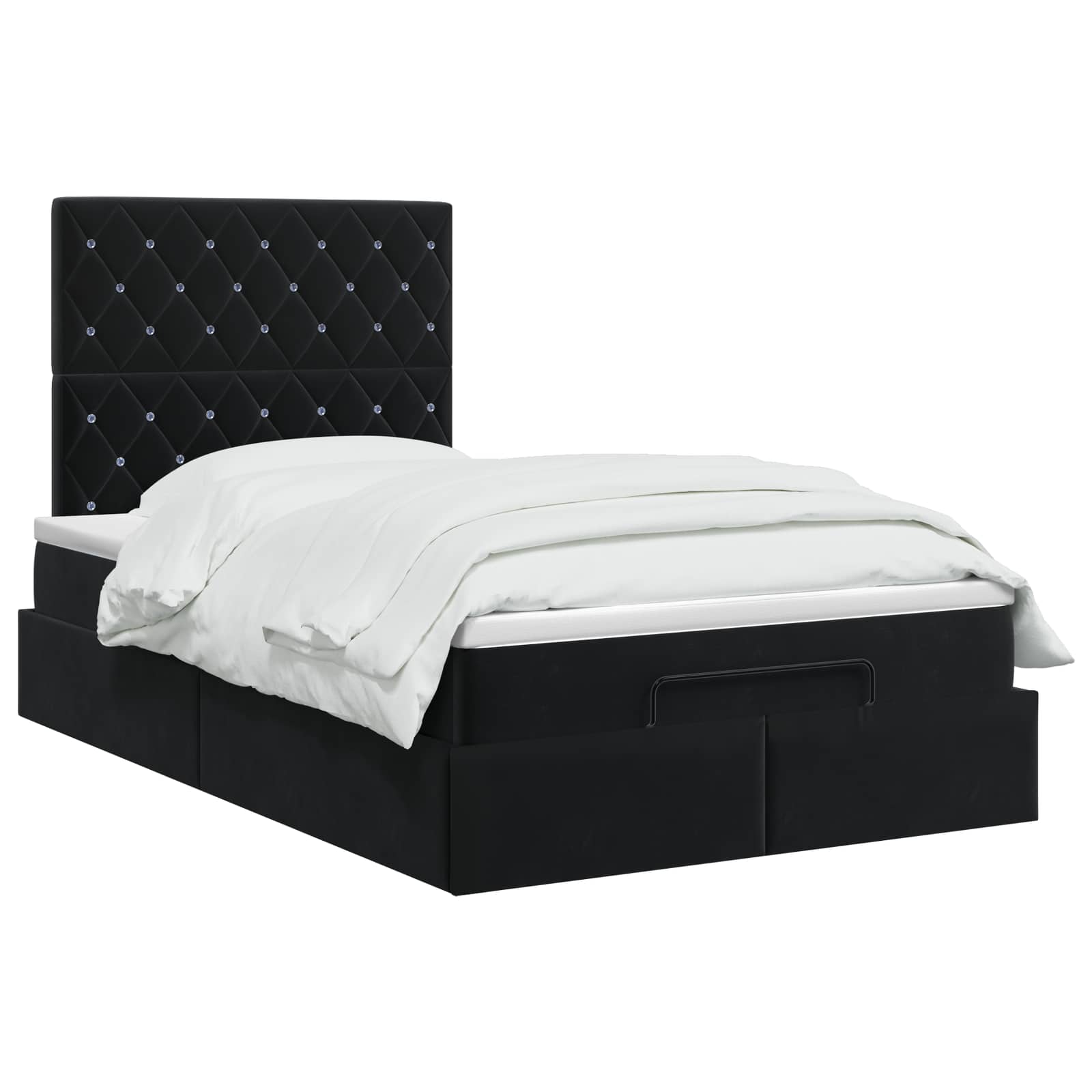 Ottoman bed met matras Zwart 120 x 190 cm Fluweel