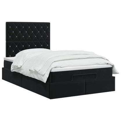 Ottoman bed met matras Zwart 120 x 190 cm Fluweel
