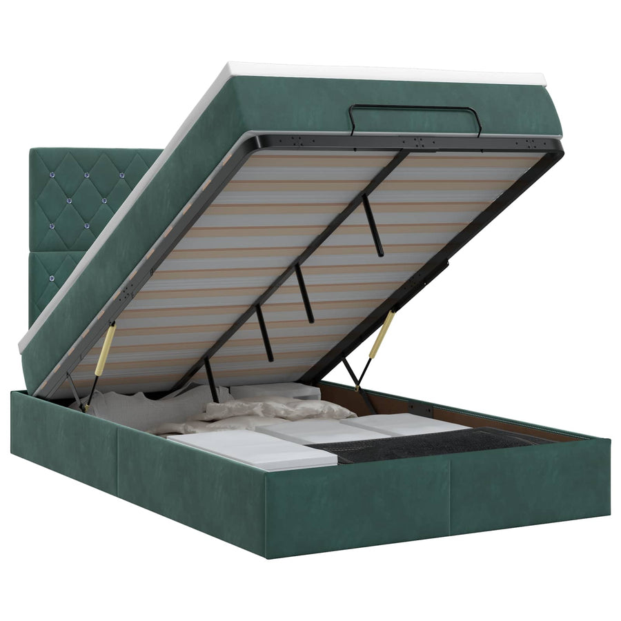Ottoman bed met matras Donkergroen 120 x 190 cm Fluweel