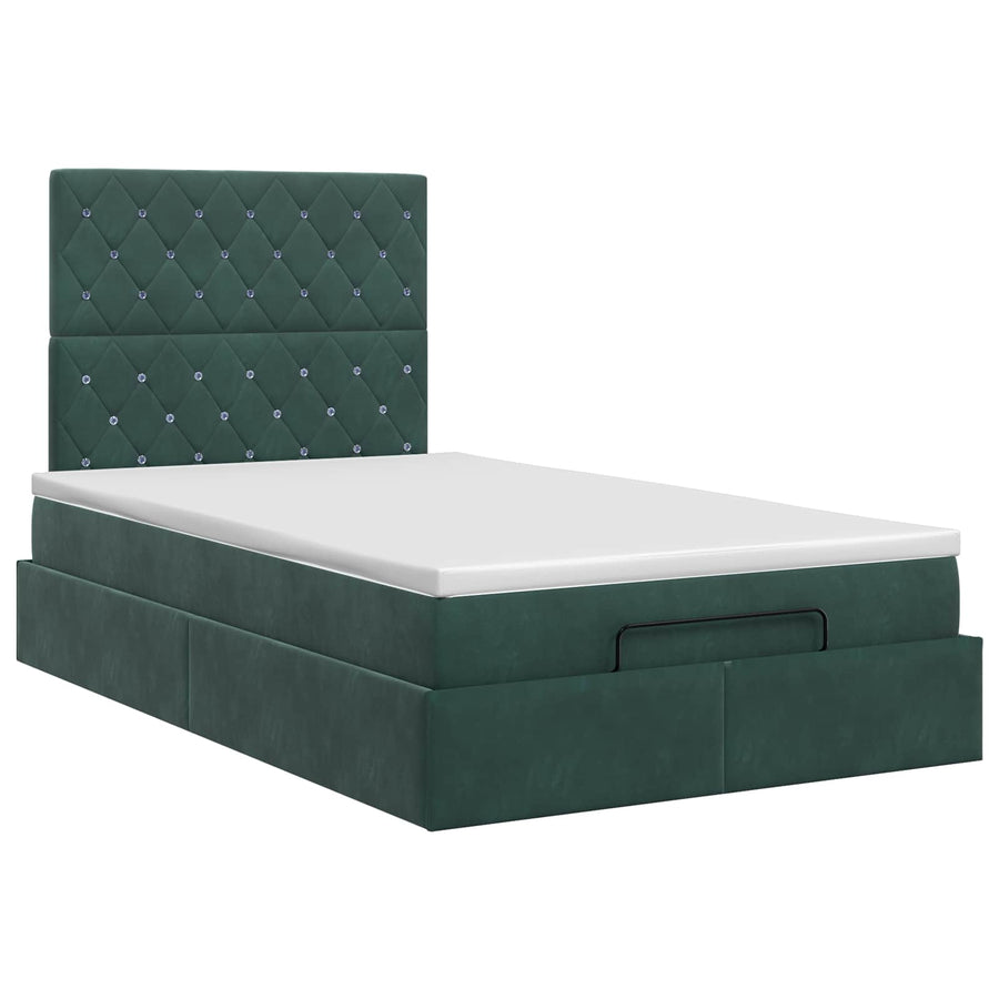 Ottoman bed met matras Donkergroen 120 x 190 cm Fluweel