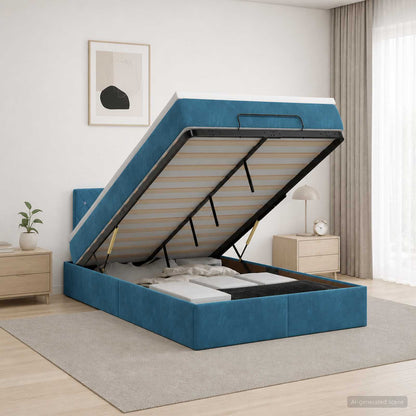 Ottoman bed met matras Donkerblauw 120 x 200 cm Fluweel
