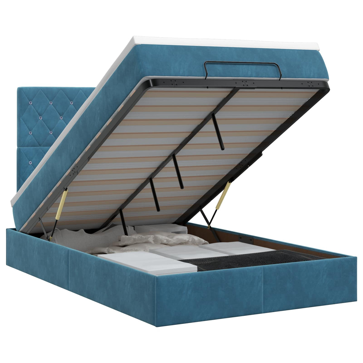 Ottoman bed met matras Donkerblauw 120 x 190 cm Fluweel