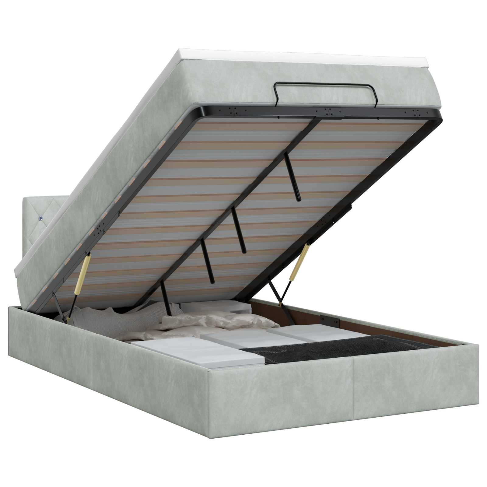 Ottoman bed met matras Lichtgrijs 120 x 200 cm Fluweel