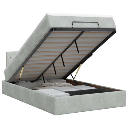 Ottoman bed met matras Lichtgrijs 120 x 200 cm Fluweel