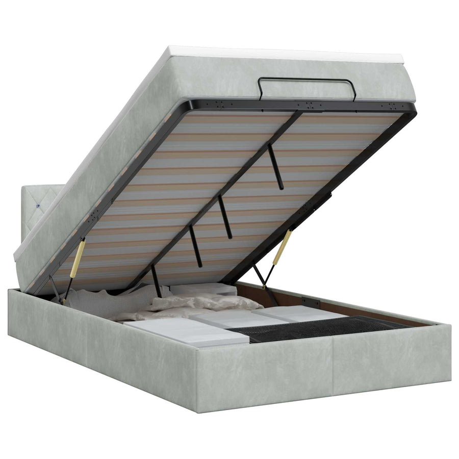 Ottoman bed met matras Lichtgrijs 120 x 200 cm Fluweel