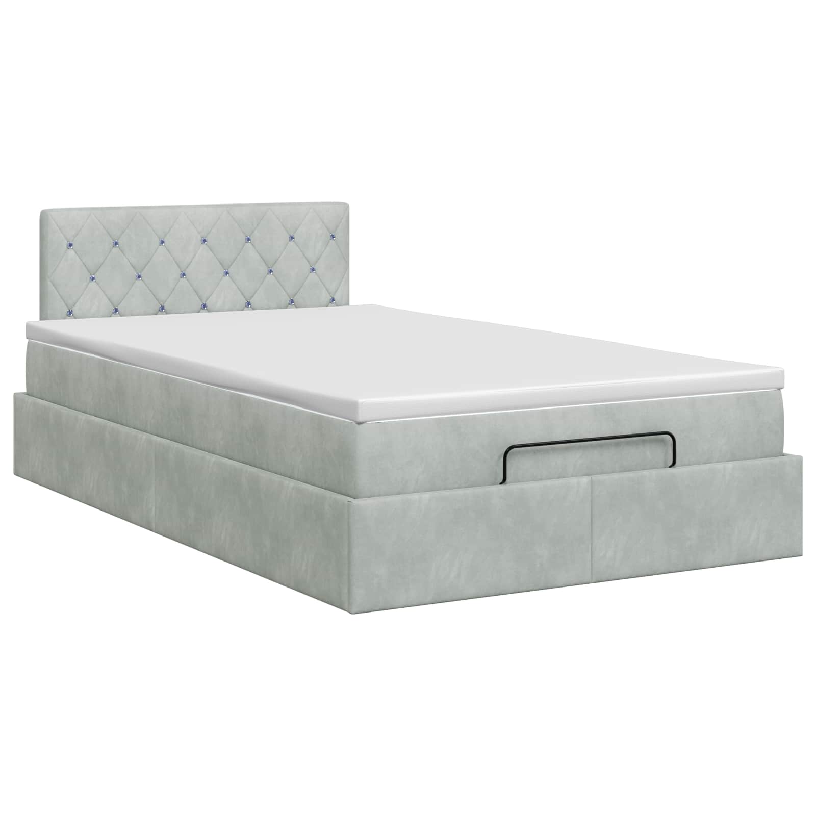 Ottoman bed met matras Lichtgrijs 120 x 200 cm Fluweel