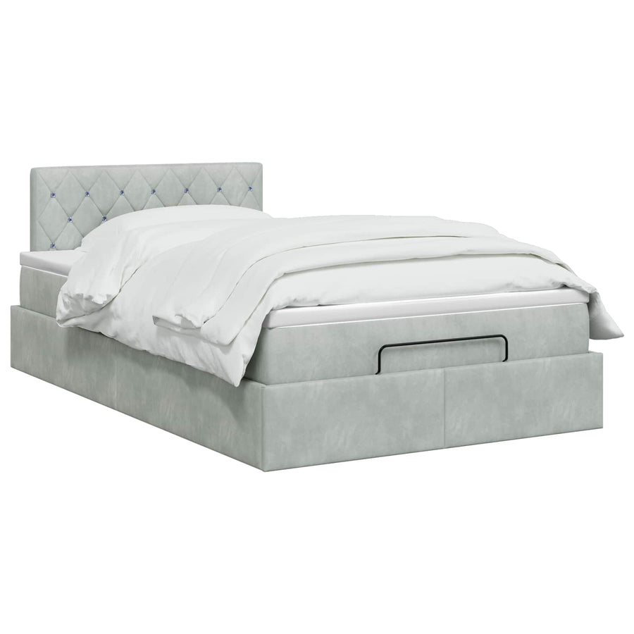 Ottoman bed met matras Lichtgrijs 120 x 200 cm Fluweel