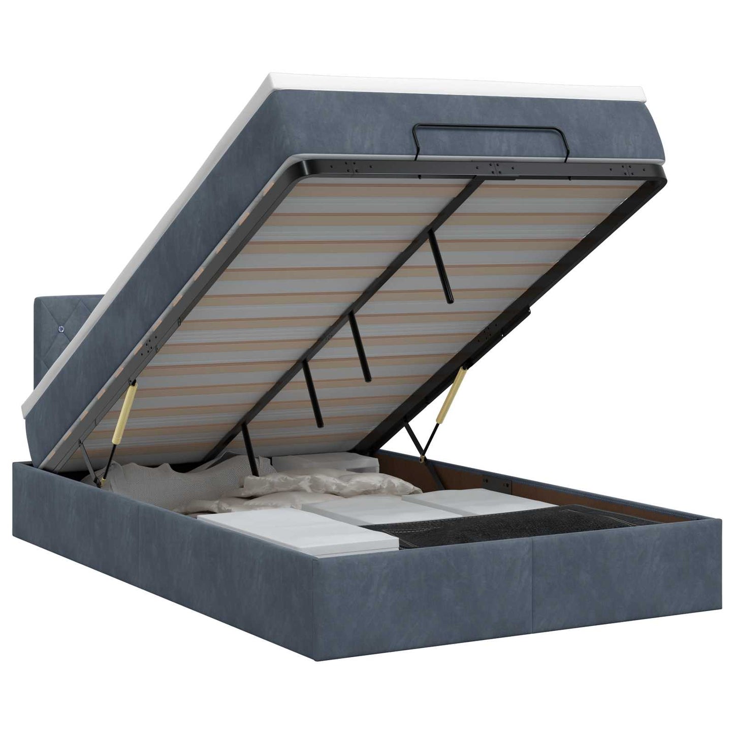 Ottoman bed met matras Donkergrijs 120 x 200 cm Fluweel