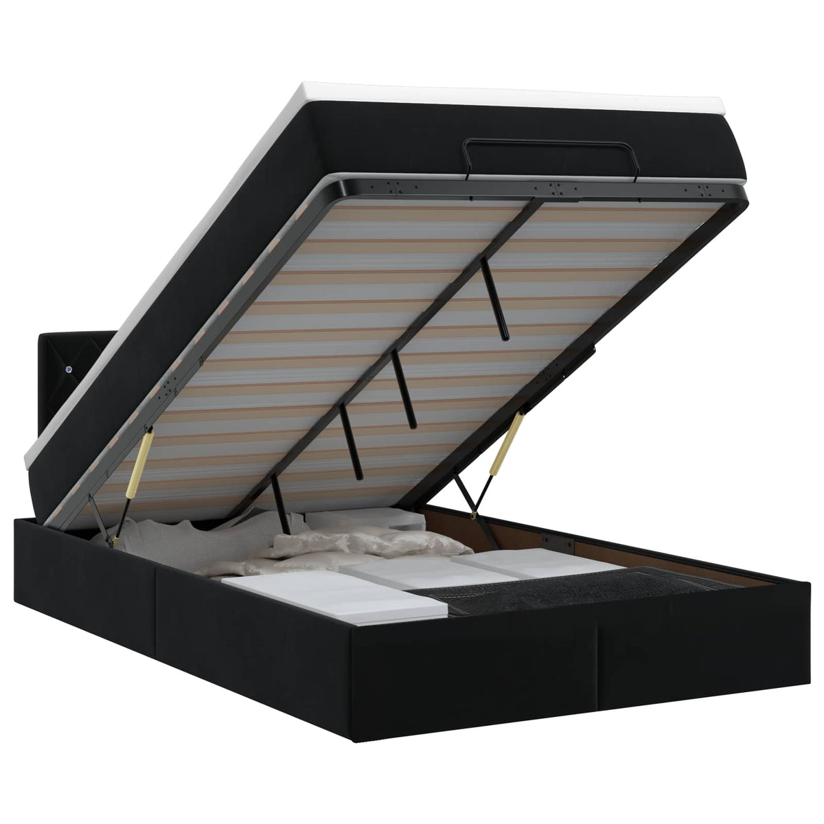 Ottoman bed met matras Zwart 120 x 200 cm Fluweel