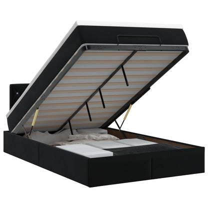 Ottoman bed met matras Zwart 120 x 200 cm Fluweel