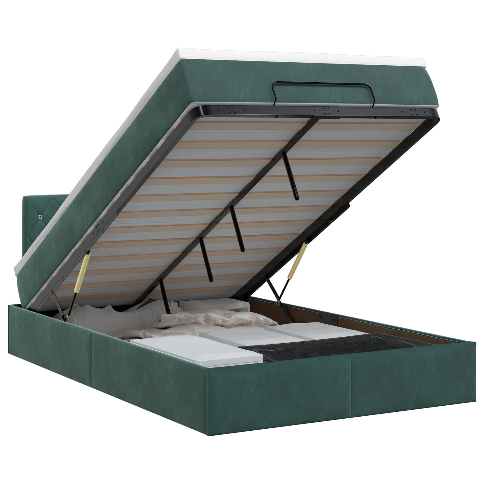 Ottoman bed met matras Donkergroen 120 x 200 cm Fluweel