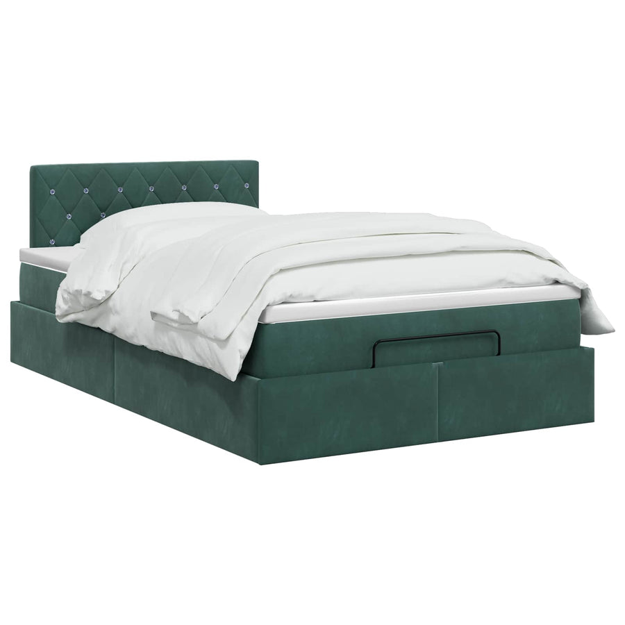 Ottoman bed met matras Donkergroen 120 x 200 cm Fluweel