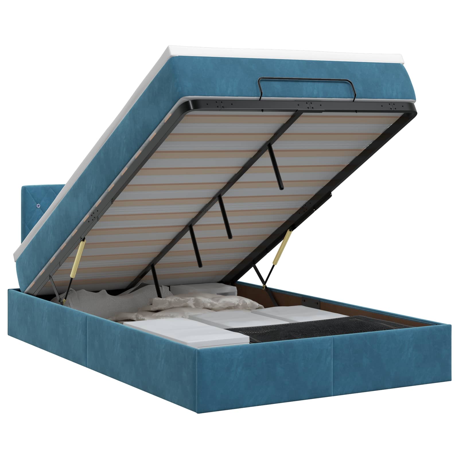 Ottoman bed met matras Donkerblauw 120 x 200 cm Fluweel