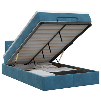 Ottoman bed met matras Donkerblauw 120 x 200 cm Fluweel