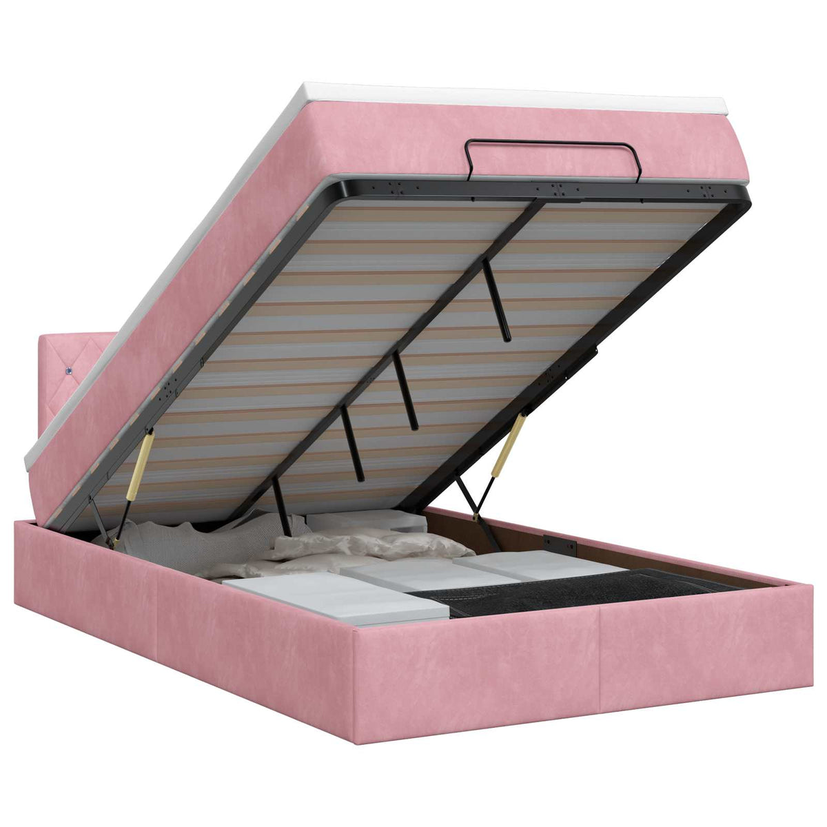 Ottoman bed met matras met hoofdeinde Roze 120 x 200 cm Fluweel