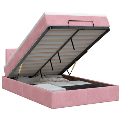 Ottoman bed met matras met hoofdeinde Roze 120 x 200 cm Fluweel