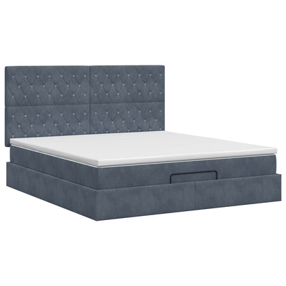 Ottoman bed met matras Donkergrijs 140 x 190 cm Fluweel