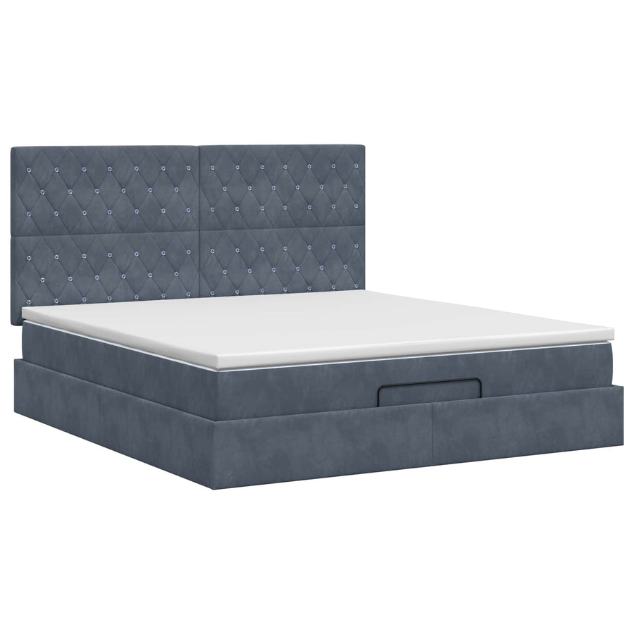 Ottoman bed met matras Donkergrijs 140 x 190 cm Fluweel