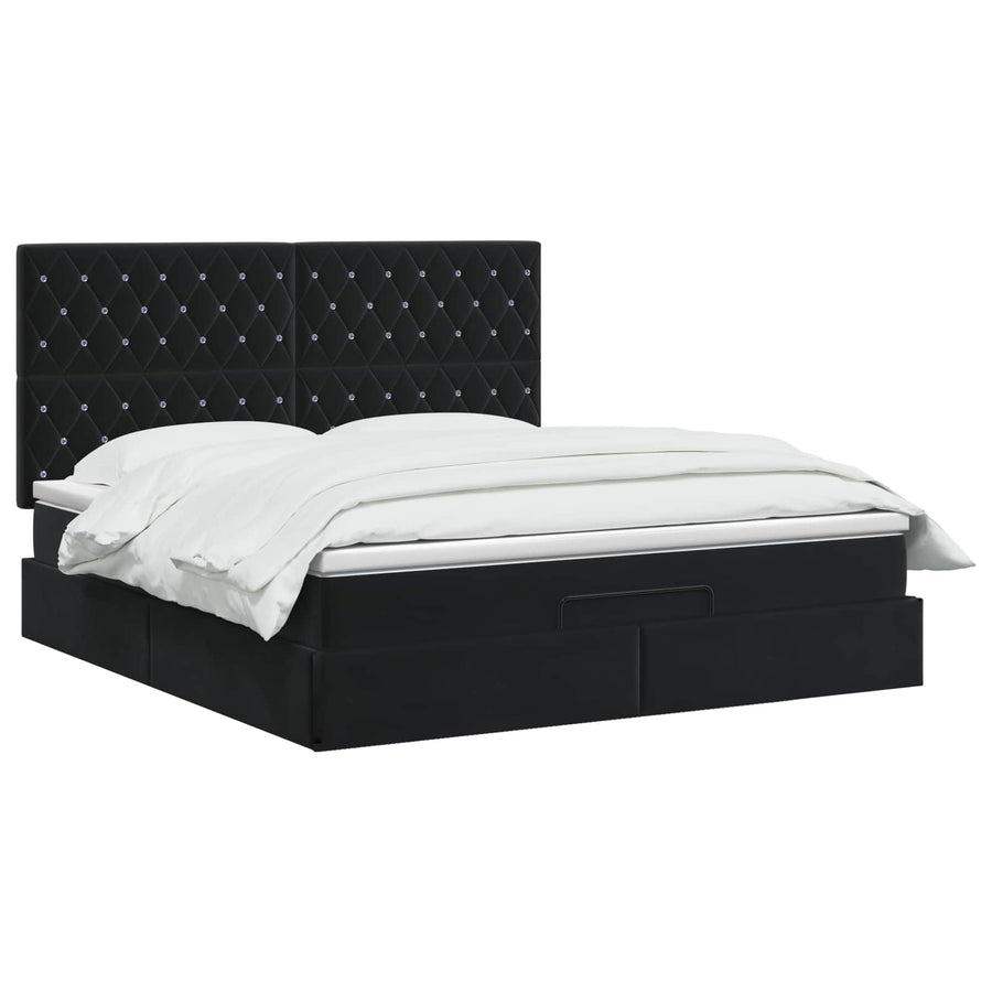 Ottoman bed met matras Zwart 140 x 190 cm Fluweel