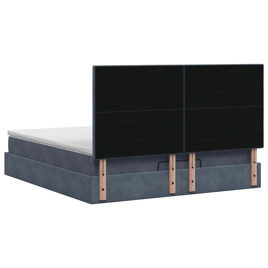 Ottoman bed met matras Donkergrijs 140 x 200 cm Fluweel