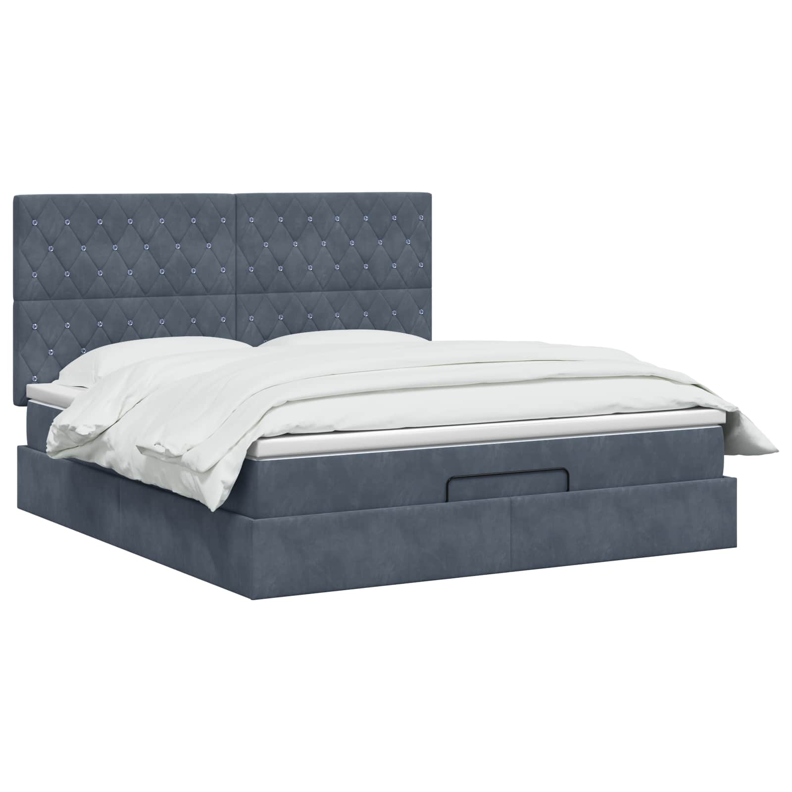 Ottoman bed met matras Donkergrijs 140 x 200 cm Fluweel