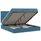 Ottoman bed met matras Donkerblauw 140 x 200 cm Fluweel