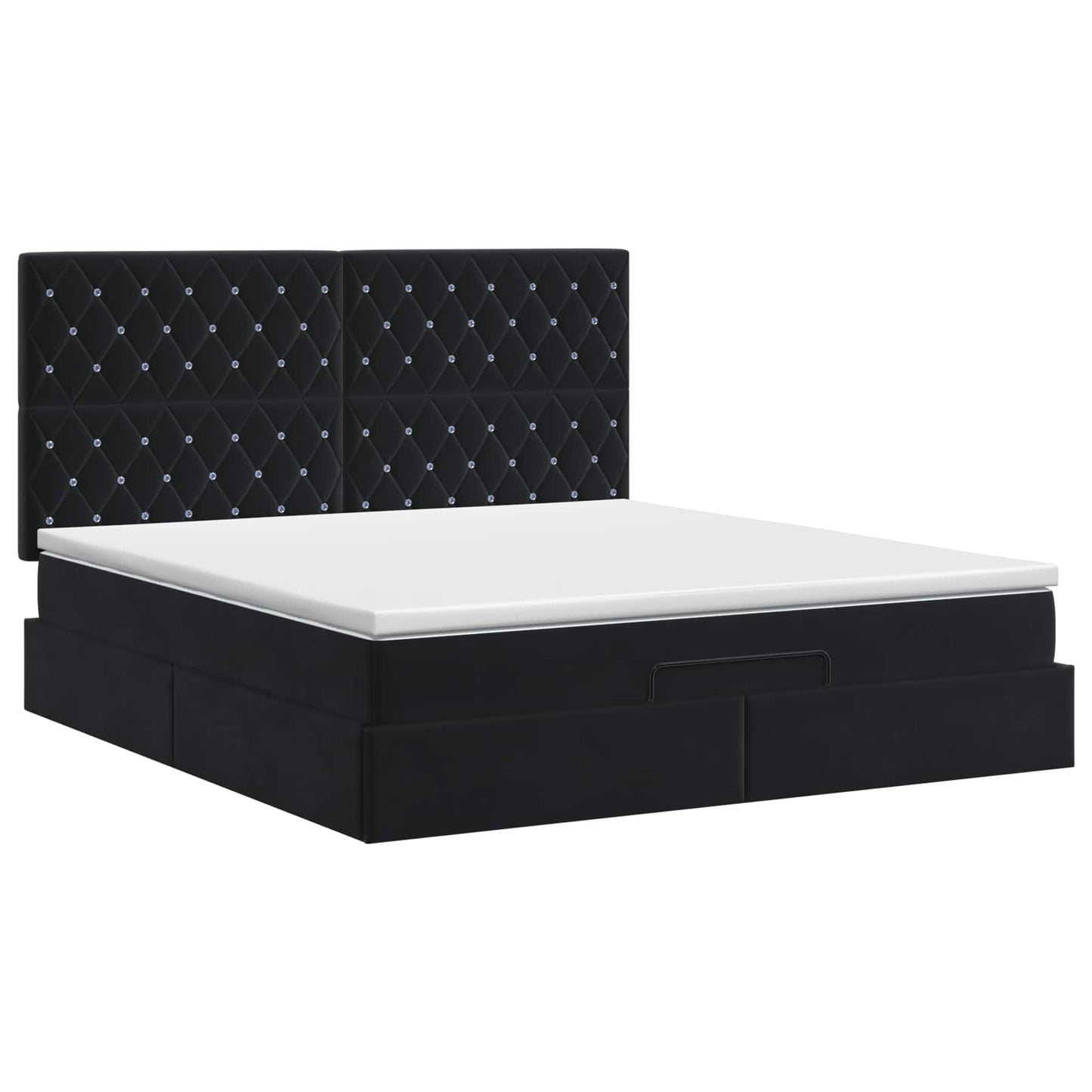 Ottoman bed met matras Zwart 160 x 200 cm Fluweel