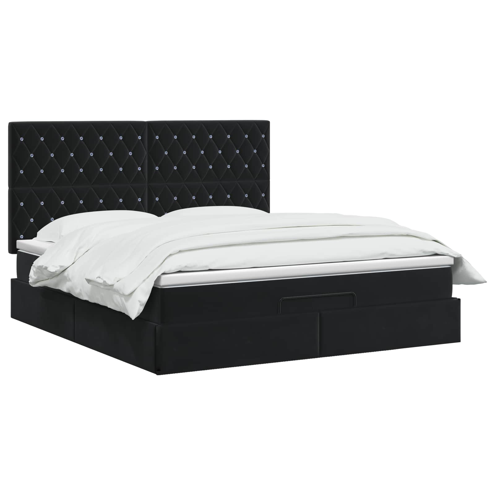 Ottoman bed met matras Zwart 160 x 200 cm Fluweel
