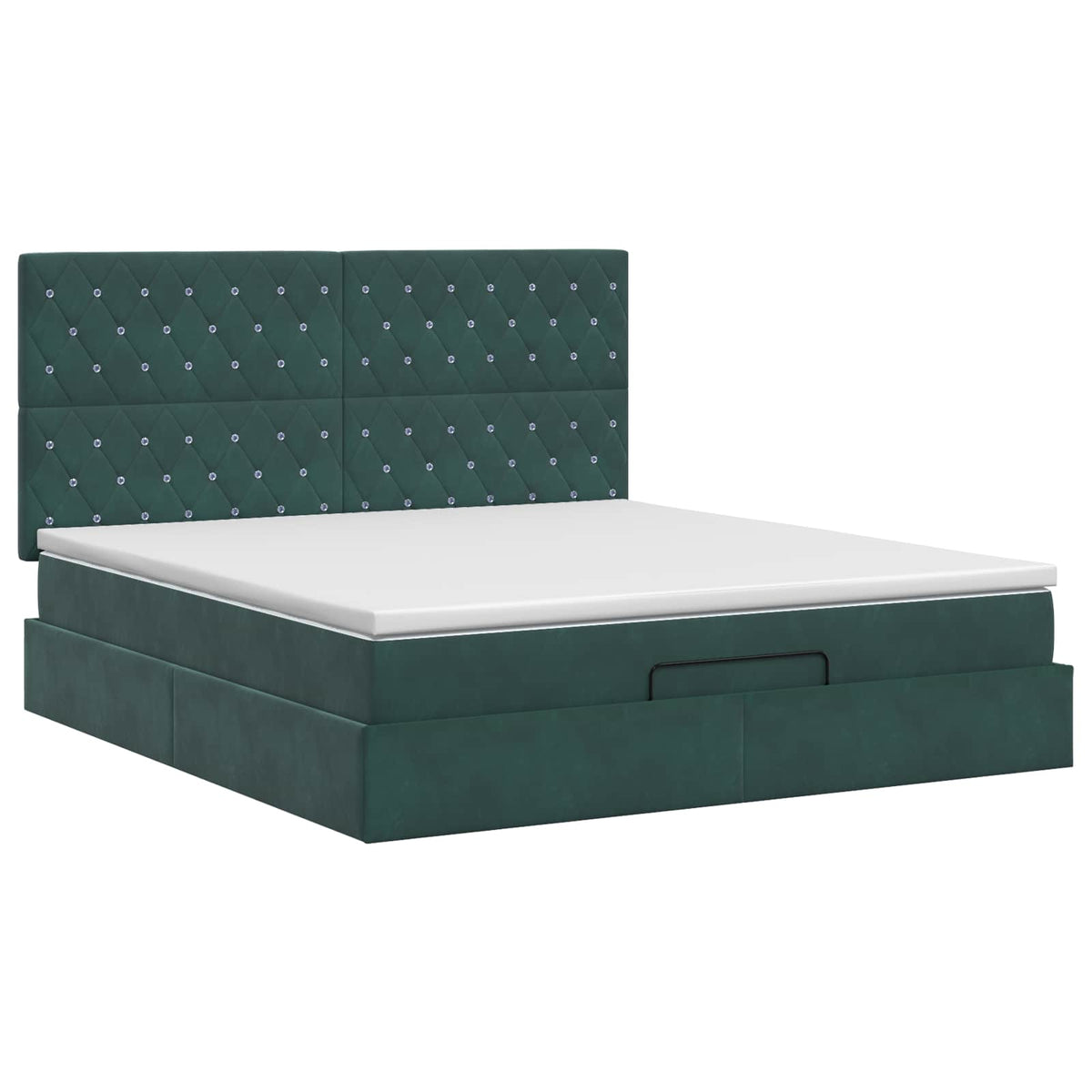 Ottoman bed met matras Donkergroen 160 x 200 cm Fluweel