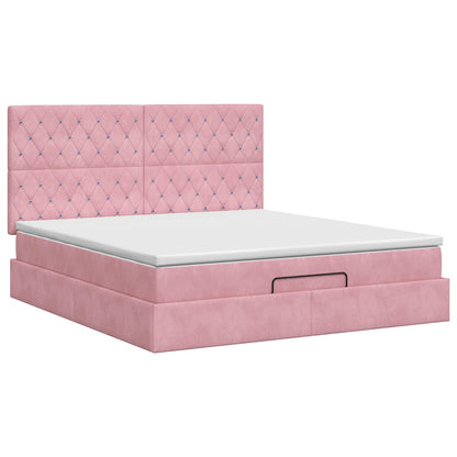 Ottoman bed met matras met hoofdeinde Roze 160 x 200 cm Fluweel