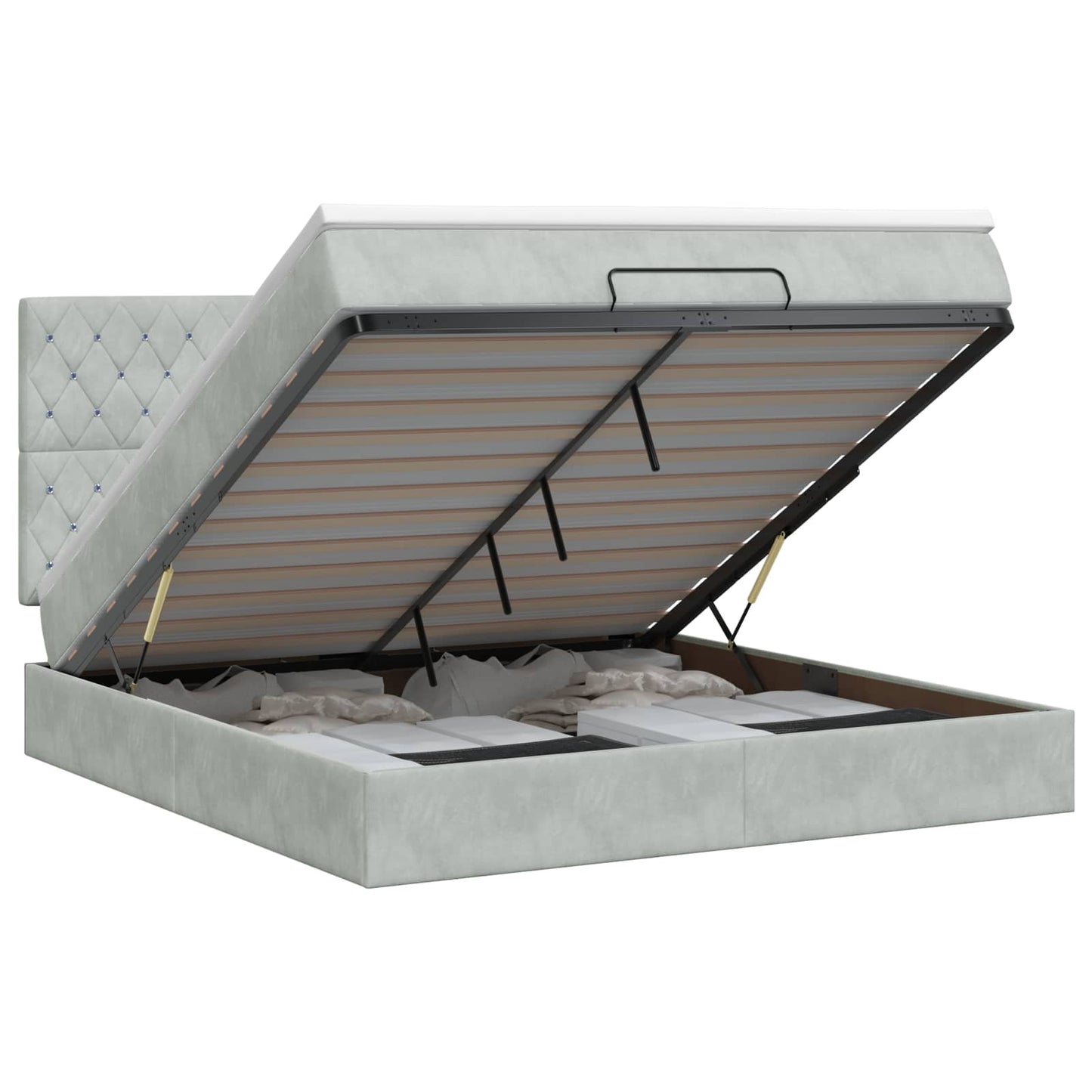 Ottoman bed met matras Lichtgrijs 180 x 200 cm Fluweel