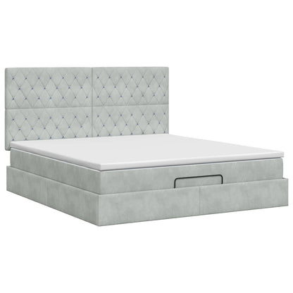 Ottoman bed met matras Lichtgrijs 180 x 200 cm Fluweel