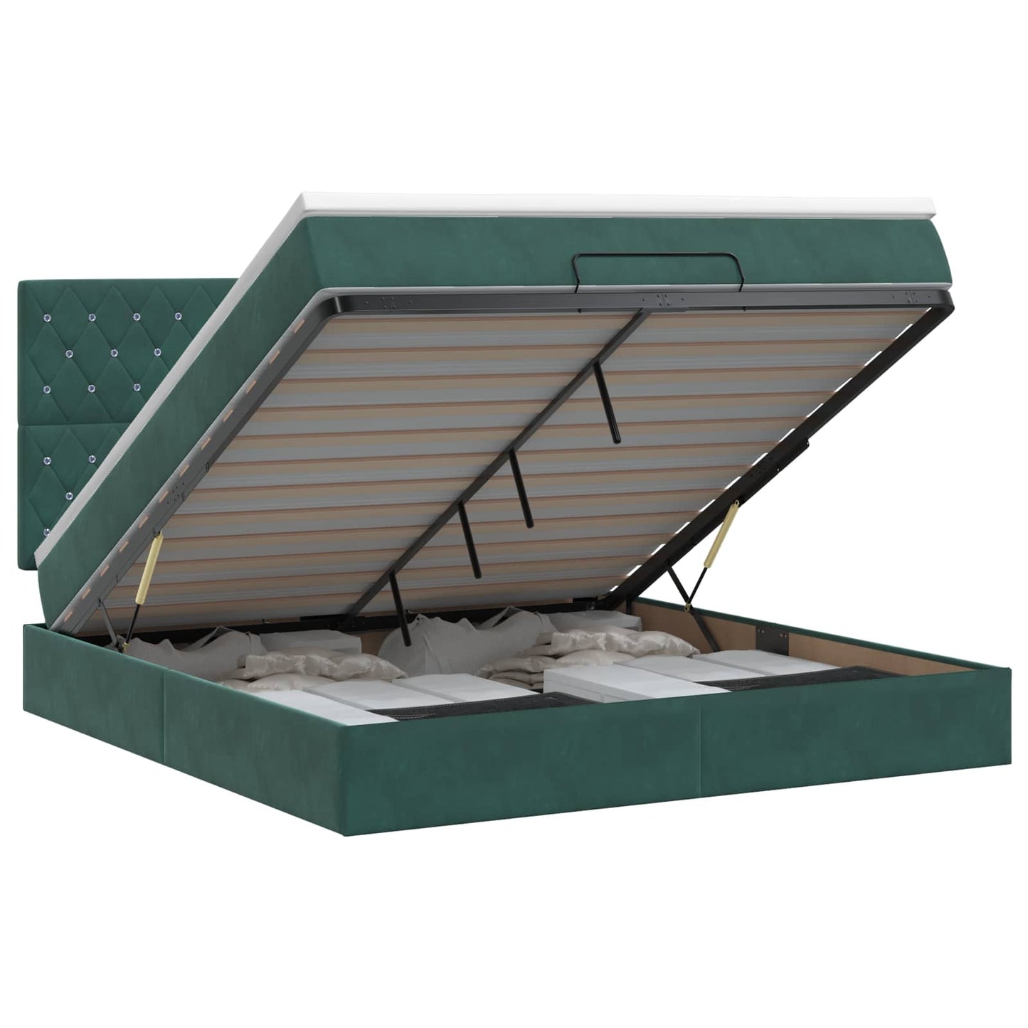 Ottoman bed met matras Donkergroen 180 x 200 cm Fluweel