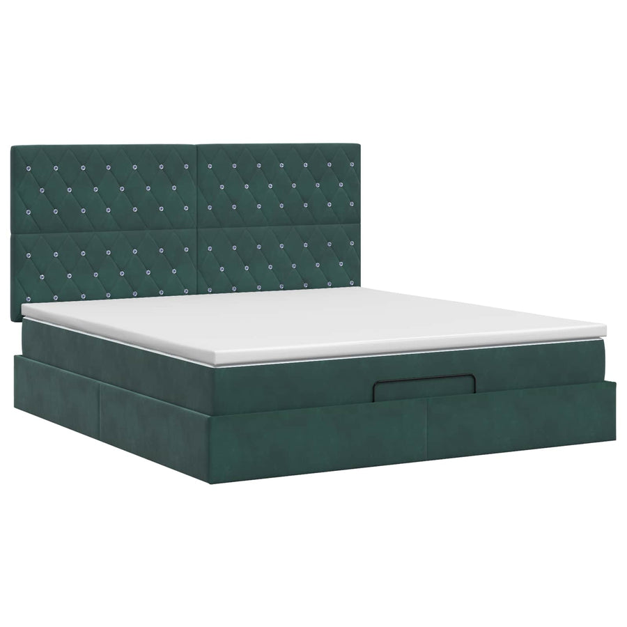 Ottoman bed met matras Donkergroen 180 x 200 cm Fluweel
