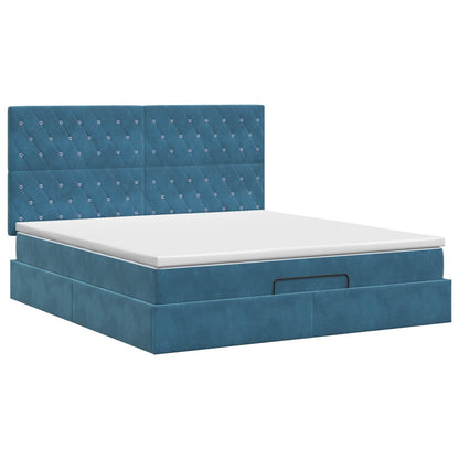 Ottoman bed met matras Donkerblauw 180 x 200 cm Fluweel