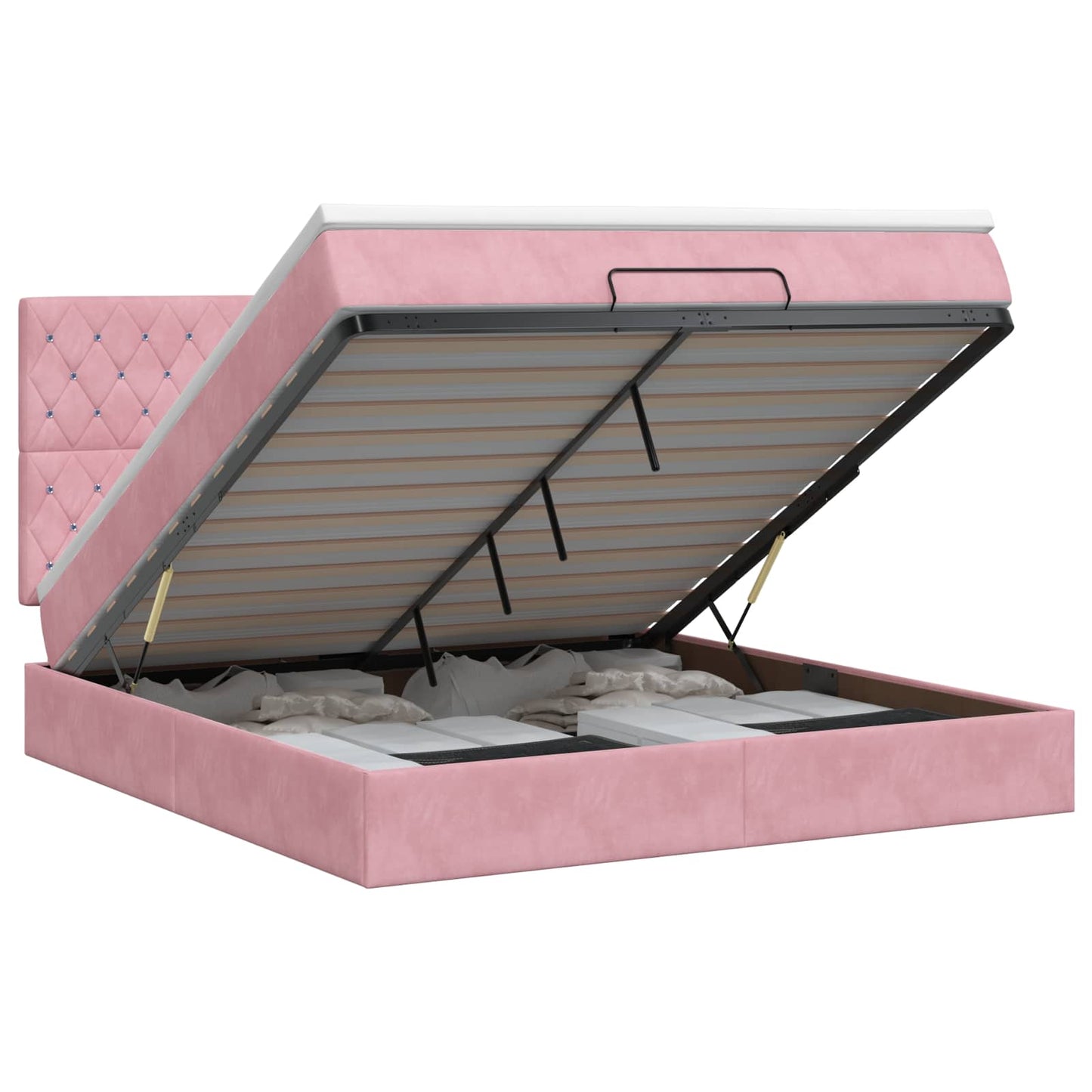 Ottoman bed met matras met hoofdeinde Roze 180 x 200 cm Fluweel