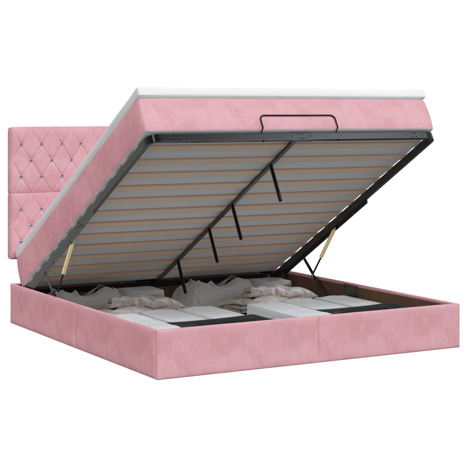 Ottoman bed met matras met hoofdeinde Roze 180 x 200 cm Fluweel