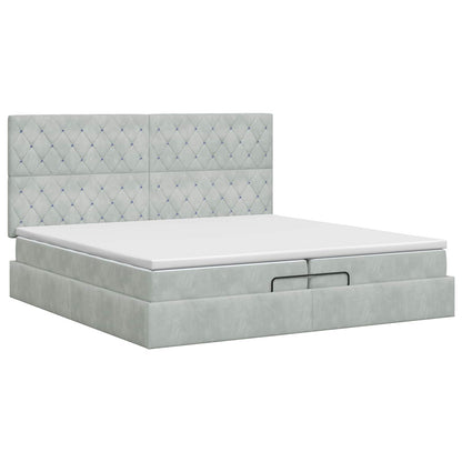 Ottoman bed met matras Lichtgrijs 200 x 200 cm Fluweel