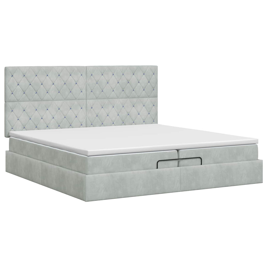 Ottoman bed met matras Lichtgrijs 200 x 200 cm Fluweel