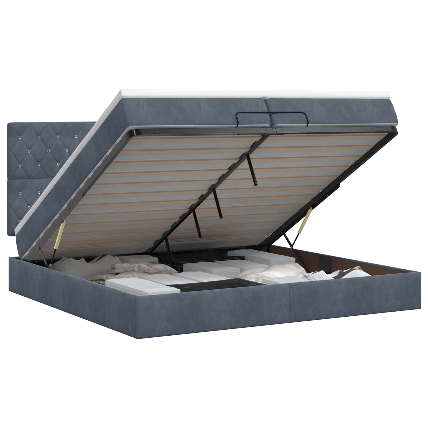 Ottoman bed met matras Donkergrijs 200 x 200 cm Fluweel