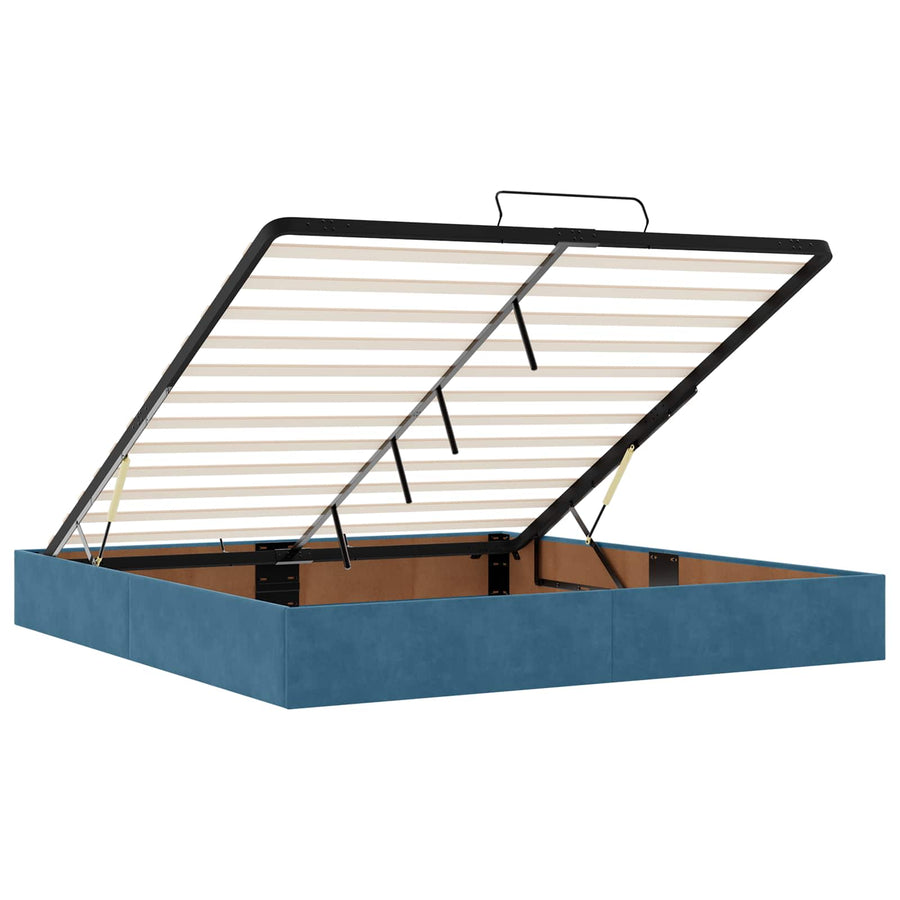 Ottoman bed met matras Donkerblauw 200 x 200 cm Fluweel