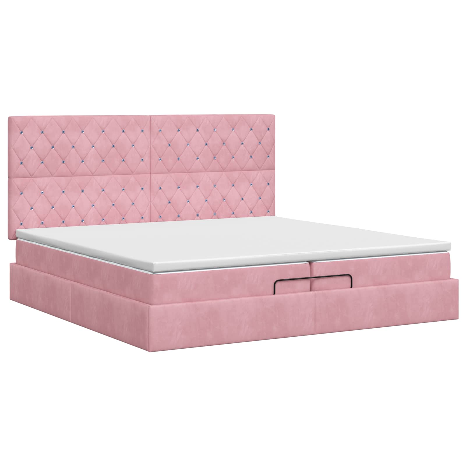 Ottoman bed met matras met hoofdeinde Roze 200 x 200 cm Fluweel
