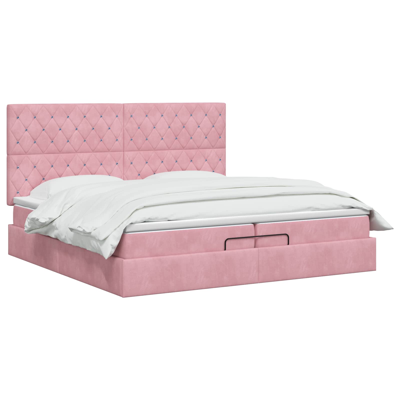 Ottoman bed met matras met hoofdeinde Roze 200 x 200 cm Fluweel
