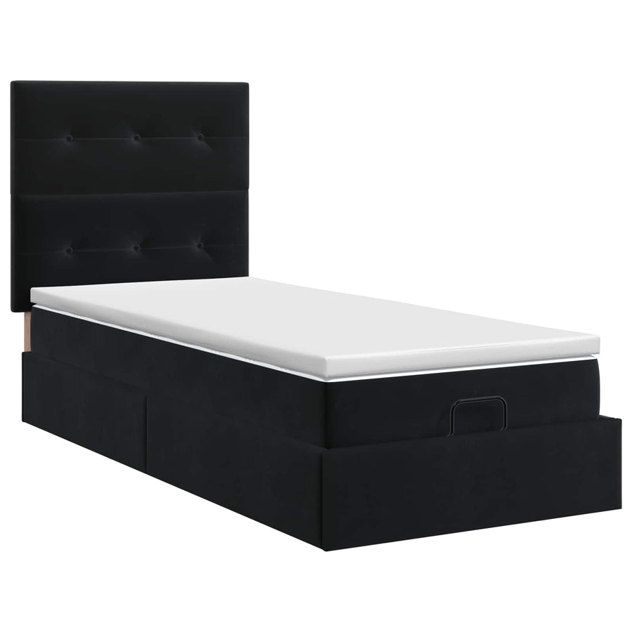 Ottoman bed met matras met hoofdeinde Zwart 80 x 200 cm Fluweel