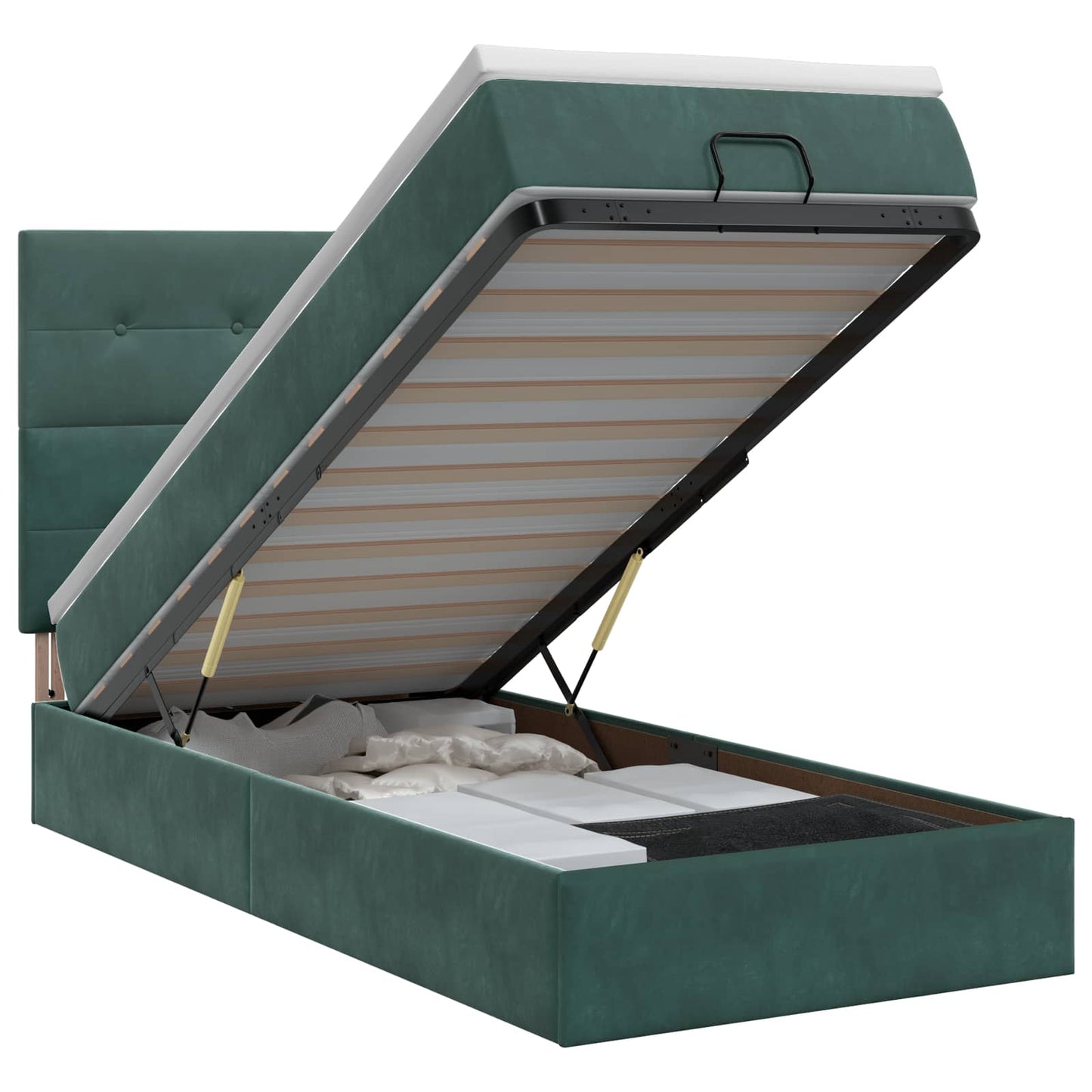 Ottoman bed met matras Donkergroen 80 x 200 cm Fluweel