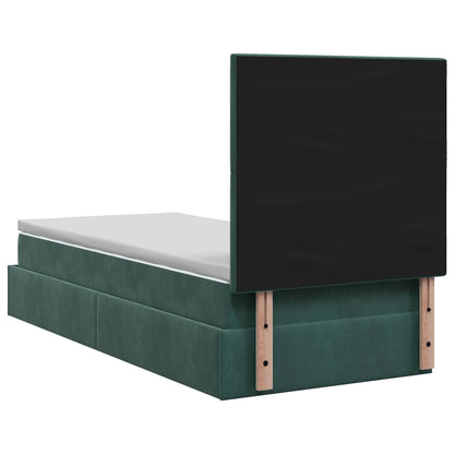 Ottoman bed met matras Donkergroen 80 x 200 cm Fluweel